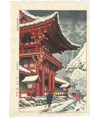 Estampe Japonaise de Takeji Asano | Neige au temple Kamigano, Kyoto Paris Déstockage Promo