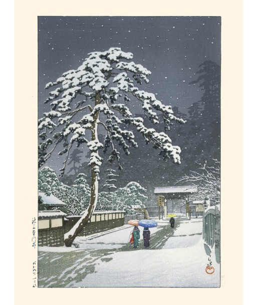 Neige sur le temple Honmonji de Hasui Kawase | Reproduction Fine Art prix