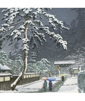 Neige sur le temple Honmonji de Hasui Kawase | Reproduction Fine Art prix