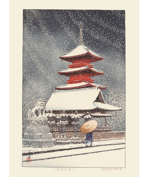 Le Temple Toshogu sous la Neige de Hasui Kawase | Reproduction Fine Art Fin de série