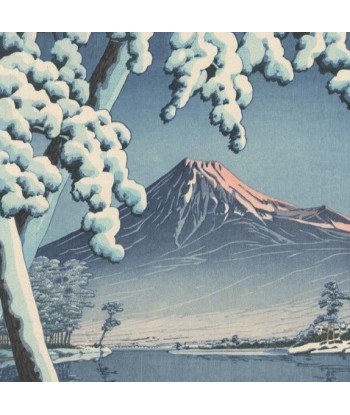 Neige sur le Mont Fuji  depuis la baie de Tago-No-Ura de Hasui Kawase | Reproduction Fine Art offre 