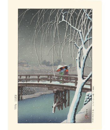 Soir de neige à Edogawa de Hasui Kawase | Reproduction Fine Art 2 - 3 jours ouvrés.