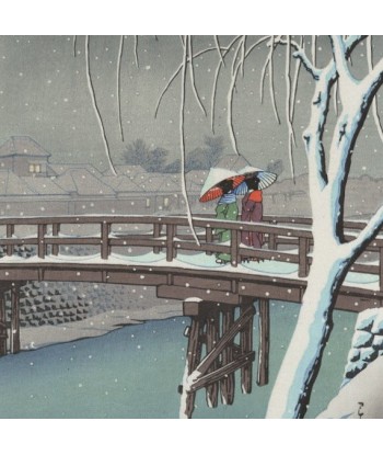 Soir de neige à Edogawa de Hasui Kawase | Reproduction Fine Art 2 - 3 jours ouvrés.