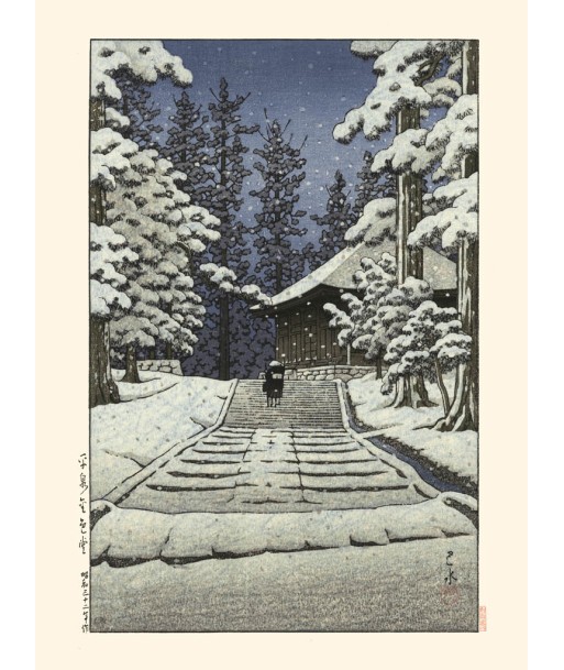 Neige sur le Konjikido de Hasui Kawase | Reproduction Fine Art meilleur choix