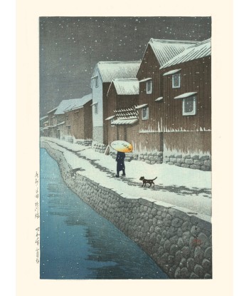 Neige à Shinkawabata Handa de Hasui Kawase | Reproduction Fine Art est présent 