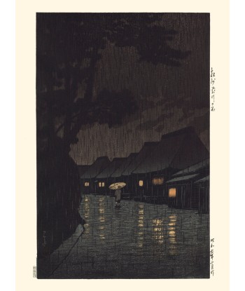 Nuit pluvieuse à Maekawa de Hasui Kawase | Reproduction Fine Art ou a consommer sur place