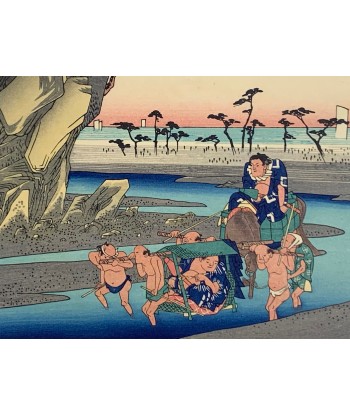 Estampe Japonaise Encadrée de Hiroshige | Le Grand Tokaido n°18 Okitsu des créatures d'habitude