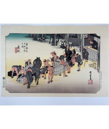 Estampe Japonaise de Hiroshige | Le Grand Tokaido n°23 Fujida hantent personnes