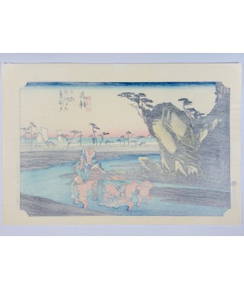 Estampe Japonaise Encadrée de Hiroshige | Le Grand Tokaido n°18 Okitsu des créatures d'habitude