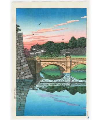 Estampe Japonaise Encadrée de Hasui Kawase | Le Pont Niju au lever du jour 2023