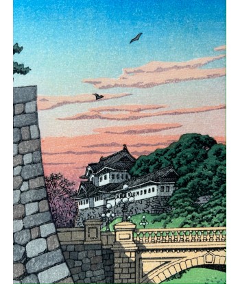 Estampe Japonaise Encadrée de Hasui Kawase | Le Pont Niju au lever du jour 2023