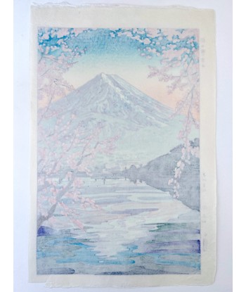 Estampe Japonaise de Okada Koichi | Mont Fuji vu du lac Kawaguchi brillant des détails fins