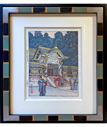 Estampe Japonaise Encadrée de Yoshida Toshi | Okaramon, porte du Temple Toshogu à Nikko sur le site 