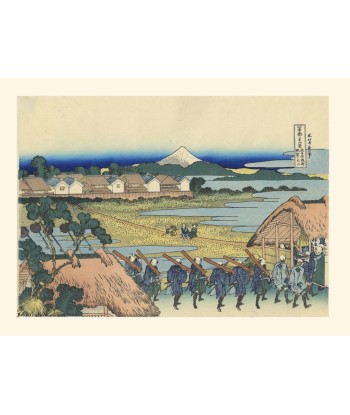 Le Mont Fuji vu du quartier de plaisir de Senju de Hokusai | Reproduction Fine Art l'achat 