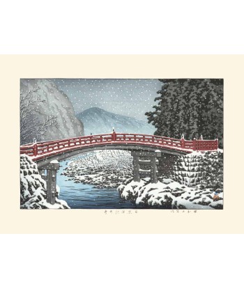 Le Pont Shinkyo sous la Neige de Hasui Kawase| Reproduction Fine Art Véritable concentré