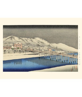 Neige au Pont Senjo de Goyo Hashiguchi | Reproduction Fine Art À commander