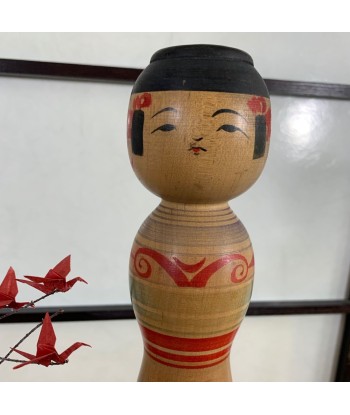 Kokeshi Traditionnelle de style tsugaru | Motif Pivoine Rouge Véritable concentré