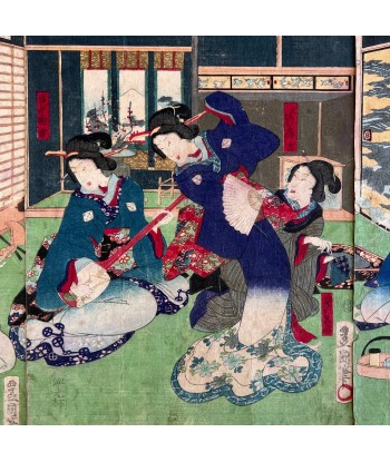 Estampe Japonaise de Kunisada | Musiciennes et danseuses s'inspire de l'anatomie humaine