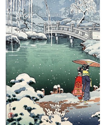 Estampe Japonaise de Koitsu Tsuchiya | Neige de Printemps à Maruyama ou a consommer sur place