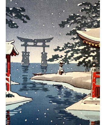 Estampe Japonaise de Koitsu Tsuchiya | Miyajima sous la neige ou a consommer sur place