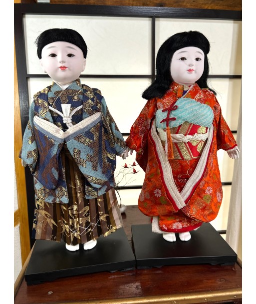 Poupées Japonaises Traditionnelles Ichimatsu | Couple en Kimono traditionnel en soie d'Europe débarque