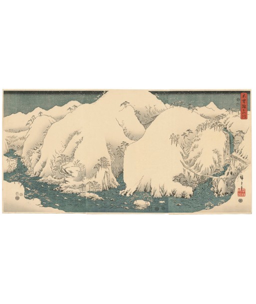 Neige sur les Montagnes Kiso de Hiroshige | Reproduction Fine Art le des métaux précieux