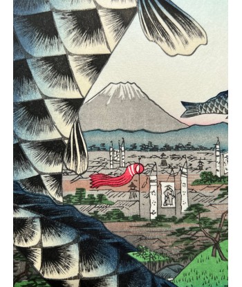 Estampe Japonaise de Hiroshige | Koi-Nobori à Suidobashi-Surugadai livraison gratuite