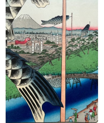 Estampe Japonaise de Hiroshige | Koi-Nobori à Suidobashi-Surugadai livraison gratuite