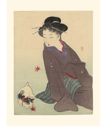 Beauté et son Chat de Takeuchi Keishu | Reproduction Fine Art pas cher chine