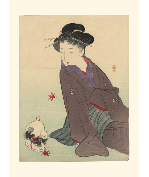 Beauté et son Chat de Takeuchi Keishu | Reproduction Fine Art pas cher chine