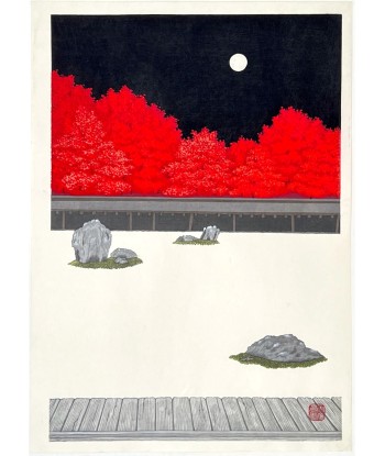 Estampe Japonaise de Teruhide Kato | Jardin du Ryoan-ji à l'automne shop