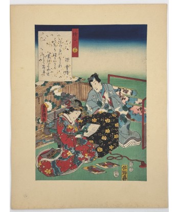 Estampe Japonaise de Kunisada | série du Genji moderne | Chapitre 17 : le concours de peinture store