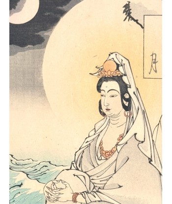 Estampe Japonaise de Yoshitoshi | Les Cent aspects de la Lune, La lune de la mer du Sud, Kannon de votre