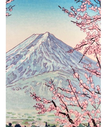 Estampe Japonaise de Okada Koichi | Mont Fuji vu du lac Kawaguchi est présent 