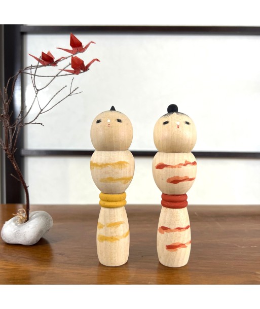 Kokeshi Créative Vintage de Mamoru Izu | Couple petites kokeshi cintrées offre 