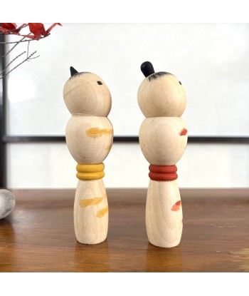 Kokeshi Créative Vintage de Mamoru Izu | Couple petites kokeshi cintrées offre 