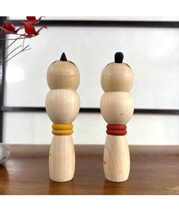 Kokeshi Créative Vintage de Mamoru Izu | Couple petites kokeshi cintrées offre 