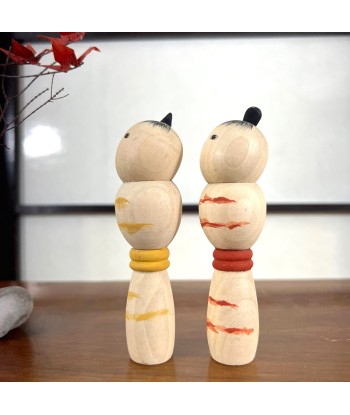 Kokeshi Créative Vintage de Mamoru Izu | Couple petites kokeshi cintrées offre 