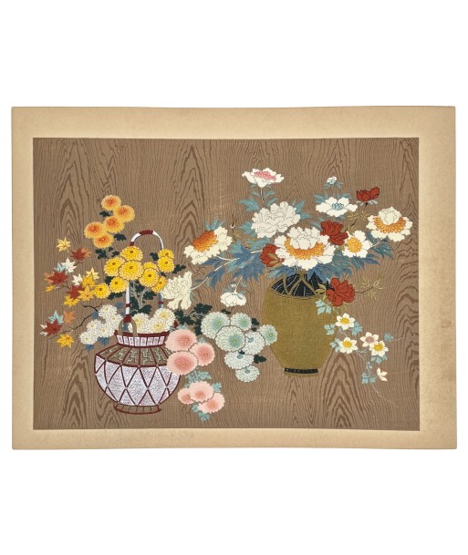 Estampe Japonaise Ecole Kano | Panier de Fleurs Venez acheter