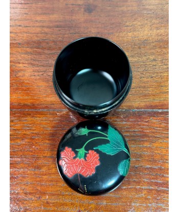 Natsume en laque noire d'Okinawa, ryukyu-nuri motif fleur hibiscus offre 