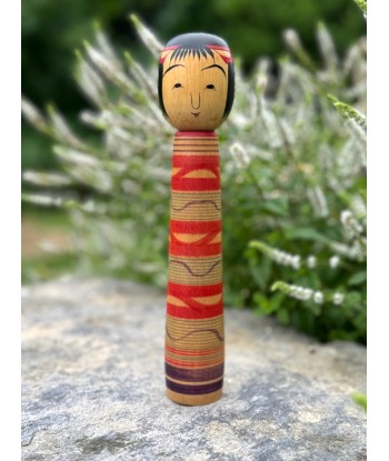 Kokeshi traditionnelle de Saito Hiromichi  | style - Tsuchiyu - Visage souriant Amélioration de cerveau avec