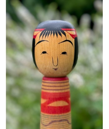 Kokeshi traditionnelle de Saito Hiromichi  | style - Tsuchiyu - Visage souriant Amélioration de cerveau avec