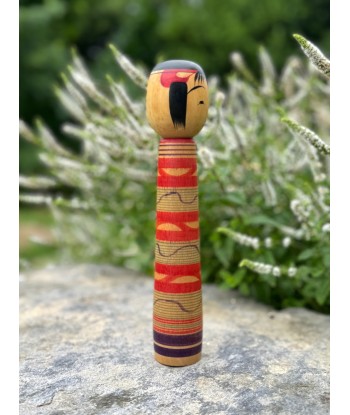 Kokeshi traditionnelle de Saito Hiromichi  | style - Tsuchiyu - Visage souriant Amélioration de cerveau avec