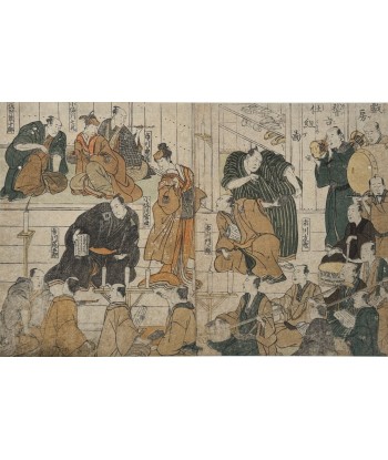 Estampe Japonaise de Toyokuni Utagawa | Série divertissement des acteurs, La répétition les ctes