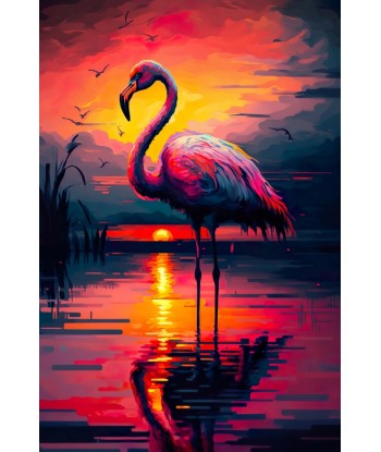 Tableau Flamant Rose Coucher de Soleil Vous souhaitez 