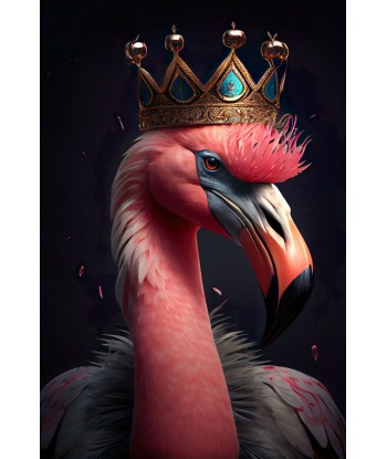 Tableau Flamant Rose avec Couronne Par le système avancé 