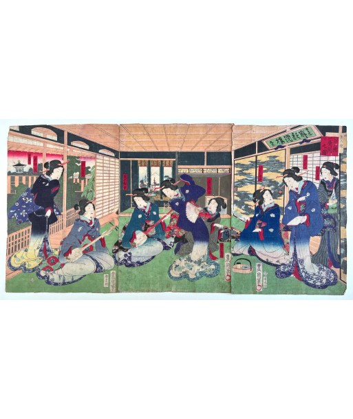 Estampe Japonaise de Kunisada | Musiciennes et danseuses prix