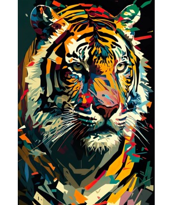 Tableau Tigre Coloré de pas cher