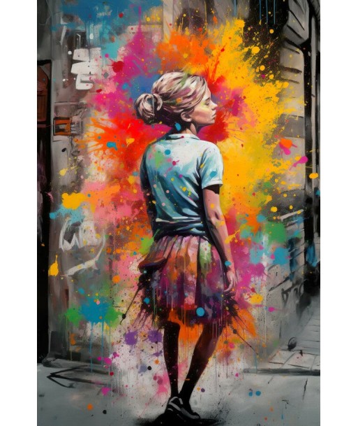 Tableau Street Art Jeune Fille brillant des détails fins