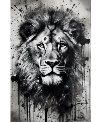 Tableau Tete de Lion Noir et Blanc vente chaude votre 